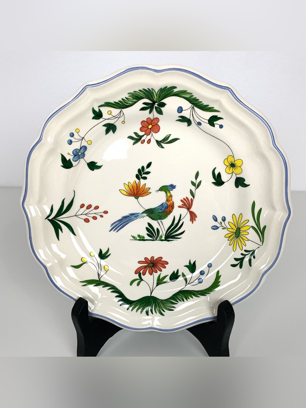 Gien Plate “Oiseaux De Paradis” Bird Floral Flowers France French 7.5”